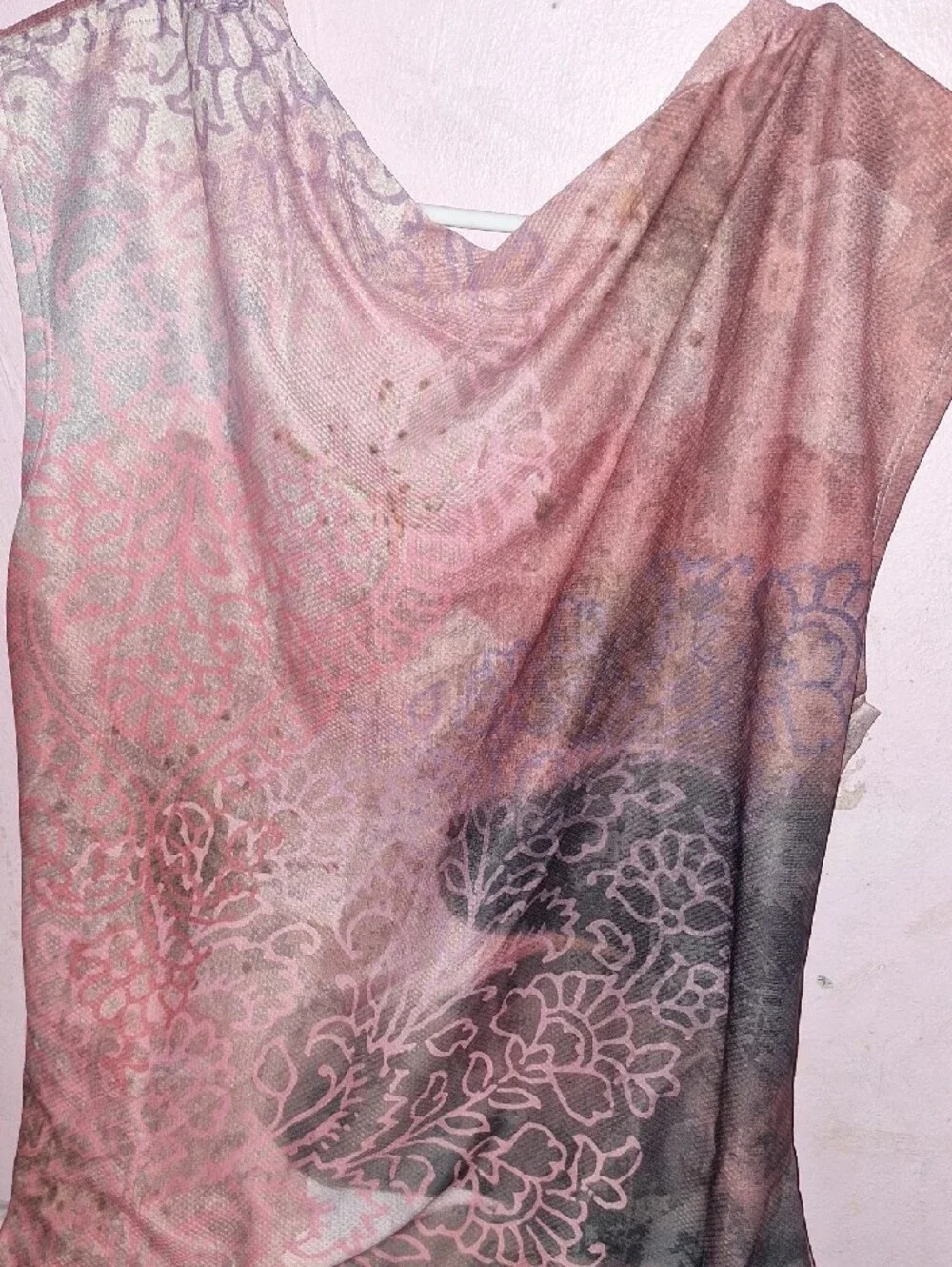 Title Nine Pink Lavender Ombre Floral Drape Scarf Top
